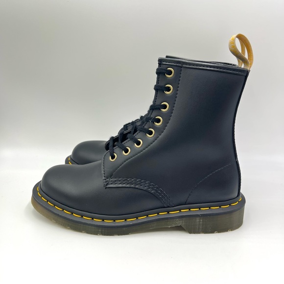 Dr Martens Black Felix Rub Off Faux Vegan Leather 1460 Lace Up Combat Boots NEW - Picture 6 of 14